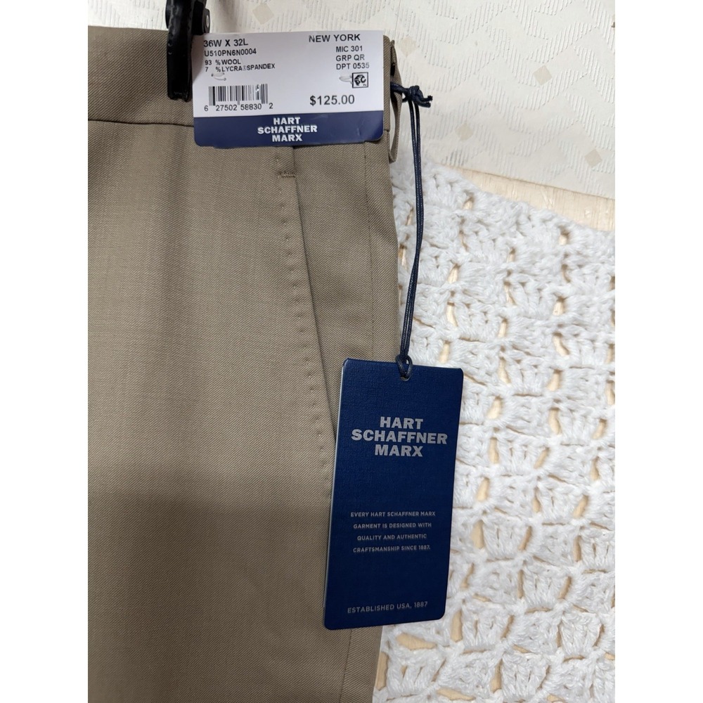 Hart Schaffner Marx Dress Pant Men's 36x32 Beige Platinum Comfortable Wear NWT - Picture 7 of 12
